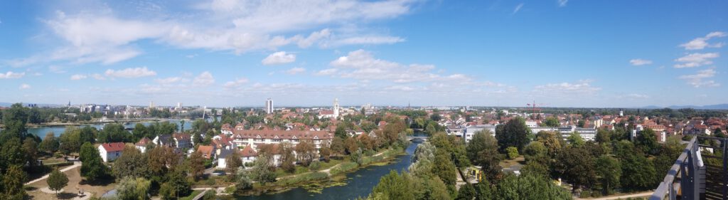 Panorama Kehl und Strasbourg vom Weißtannenturm.